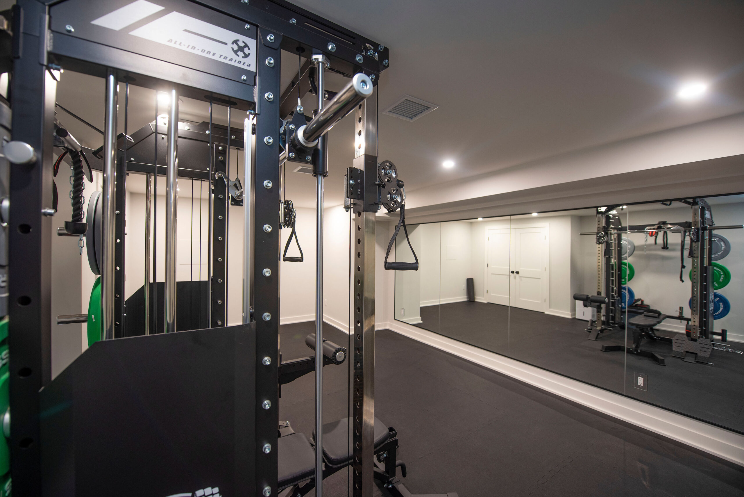 Remodeled basement with gym