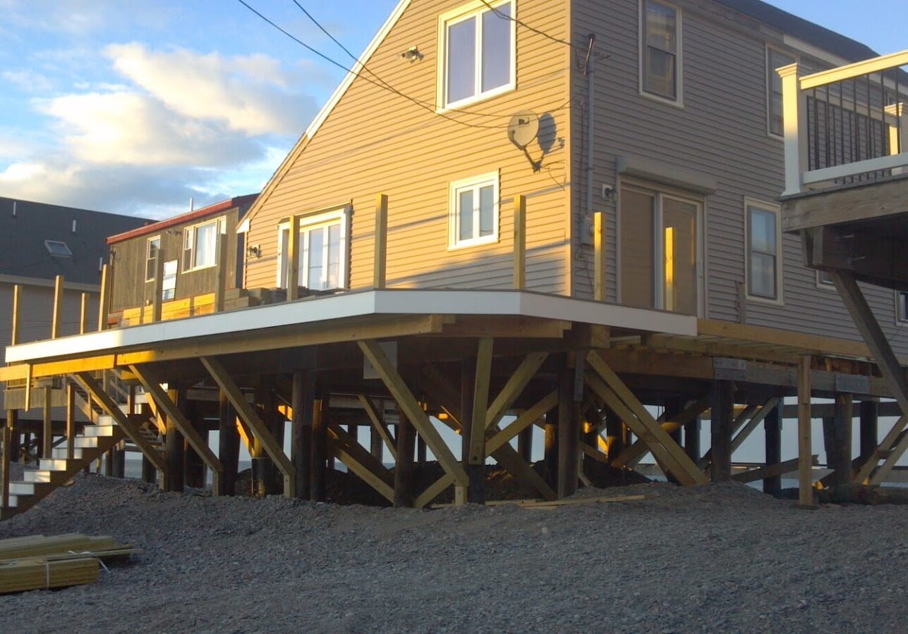 Deck being built at beach house